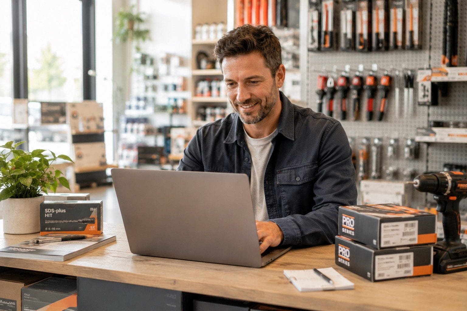 Ladenbesitzer bestellt selbst online im eCom-Shop